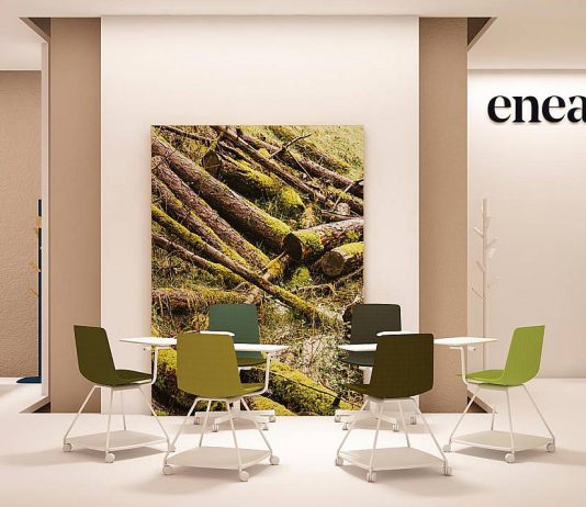 Stand de ENEA para el evento Orgatec edición 2016 en Colonia, Alemania Vista Lateral : Fotografía © ENEA
