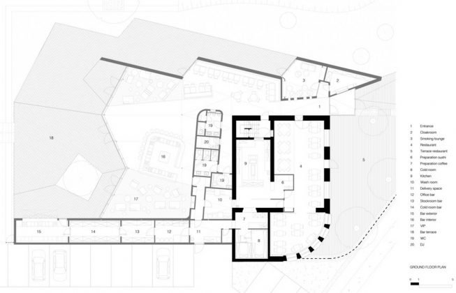 Restaurante BOOS Beach Club Planta en Bridel, Luxemburgo by Metaform Architects : Drawing © Metaform Architects