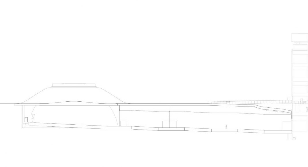 ARoS Next Level Section A - A' Schmidt Hammer Lassen Architects : Drawing © Schmidt Hammer Lassen Architects