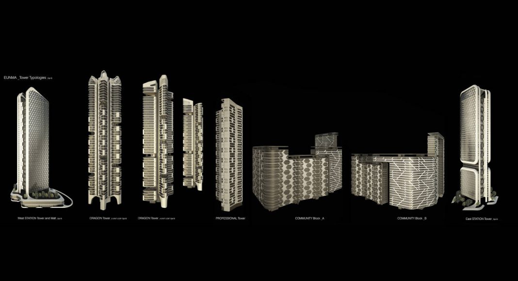 Eunma Housing Development Building Typology Composite in Seoul by Ben van Berkel / UNStudio and Heerim : Render © UNStudio and © Heerim