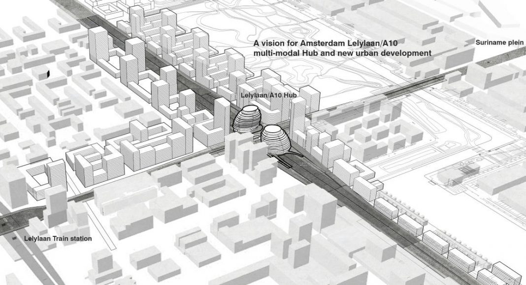Lelylaan/A10 Multimodal Hub and new urban development in Amsterdam : Render © UNStudio