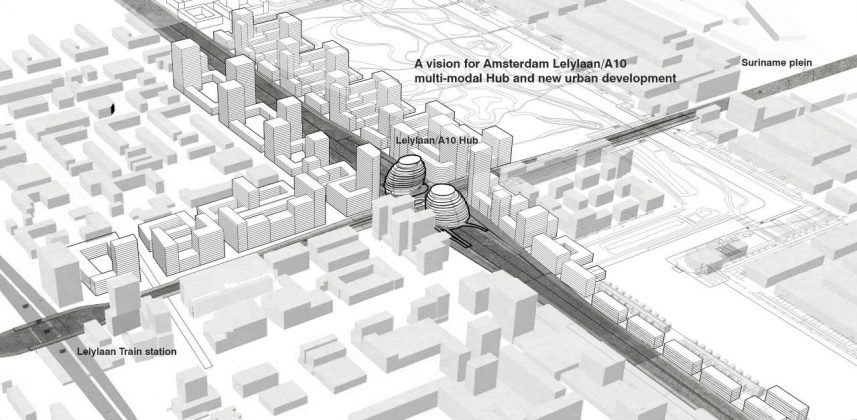 Lelylaan/A10 Multimodal Hub and new urban development in Amsterdam : Render © UNStudio