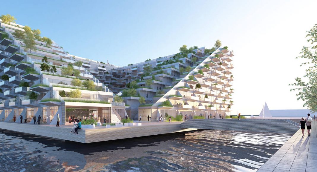 Sluishuis Acceso en Amsterdam por BIG y BARCODE Architects : Render © BIG