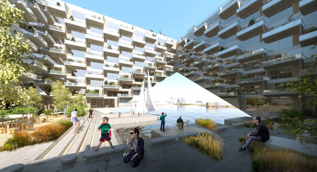 Sluishuis Patio en Amsterdam por BIG y BARCODE Architects : Render © BIG