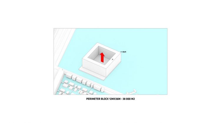 Sluishuis Bloque Perimetral en Amsterdam por BIG y BARCODE Architects : Drawing © BIG