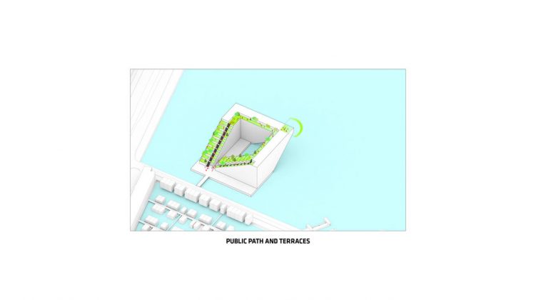 Sluishuis Terrazas y Rutas Públicas en Amsterdam por BIG y BARCODE Architects : Drawing © BIG