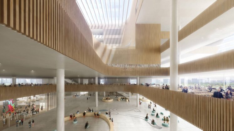 New Shanghai Library Interior in Shanghai, China by Schmidt Hammer Lassen Architects : Render © Doug&Wolf