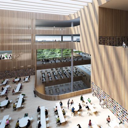 New Shanghai Library Interior in Shanghai, China by Schmidt Hammer Lassen Architects : Render © Schmidt Hammer Lassen Architects