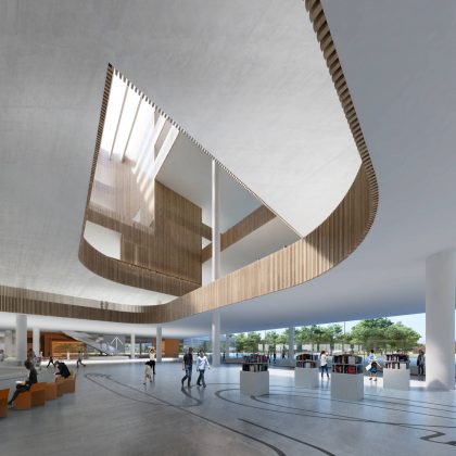 New Shanghai Library Interior in Shanghai, China by Schmidt Hammer Lassen Architects : Render © Schmidt Hammer Lassen Architects