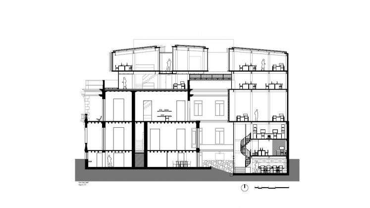 Havre 77 Corte Longitudinal por el estudio Francisco Pardo Arquitecto : Dibujo © Francisco Pardo Arquitecto