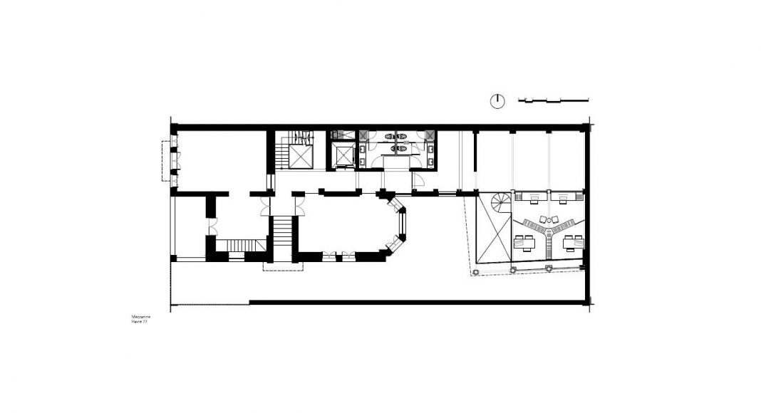 Havre 77 Planta Mezzanine por el estudio Francisco Pardo Arquitecto : Dibujo © Francisco Pardo Arquitecto