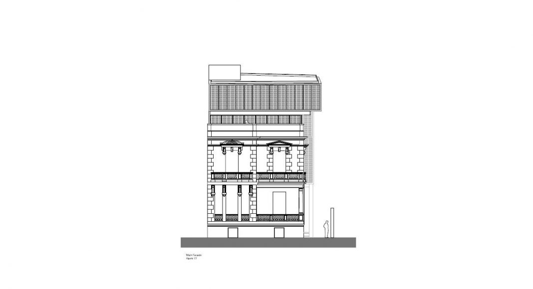 Havre 77 Fachada hacia la Calle por el estudio Francisco Pardo Arquitecto : Dibujo © Francisco Pardo Arquitecto