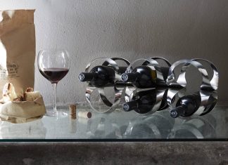 Ribbon Wine Rack, designed by Ben van Berkel / UNStudio for Alessi : Photo courtesy of © Alessi