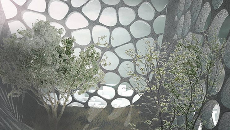 Laka Competition 2016 Honorable Mention Eight “The Vertical Tree Burial – Architectural Reaction to Developing World And Constant Beliefs” por Huihui Luo, Runjia Tian, Sibo Qin, Yuhan Wu, Ziyi Xu : Render courtesy of © Laka Architektura