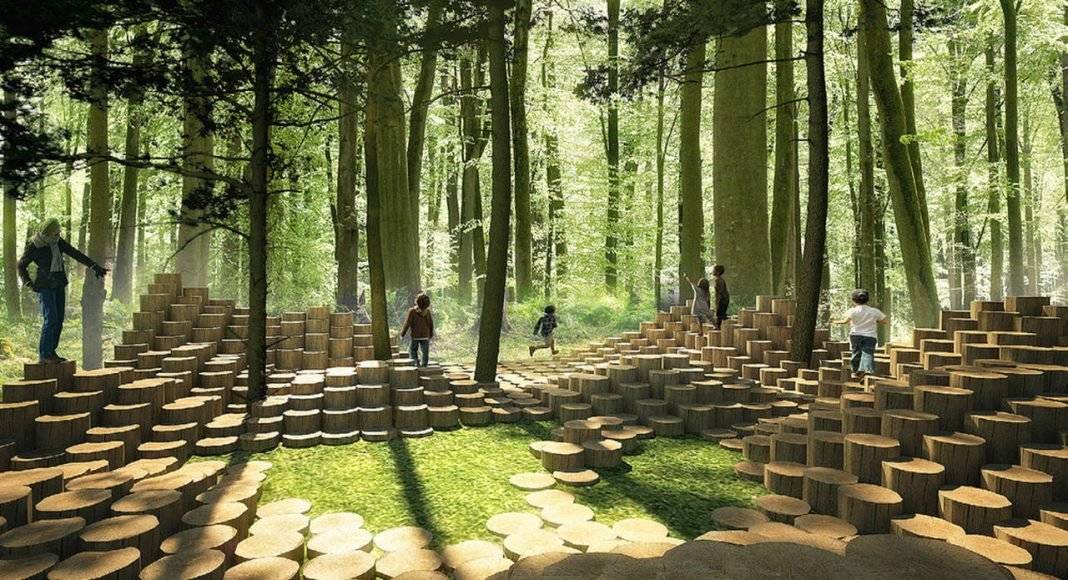 THE WOODSTOCK by Atelier Yok-Yok [Steven Fuhrman, Samson Lacoste & Luc Pinsard, architects, Laure Qarémy, teacher & Pauline Lazareff, architect engineer], Paris (France) : Photo credit © International Garden Festival