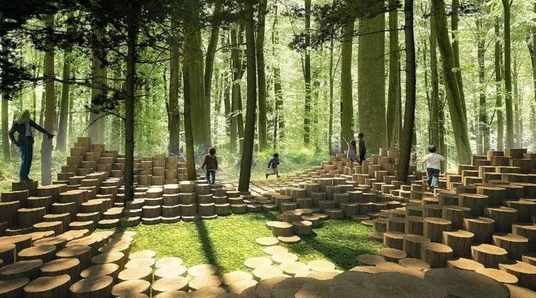 THE WOODSTOCK by Atelier Yok-Yok [Steven Fuhrman, Samson Lacoste & Luc Pinsard, architects, Laure Qarémy, teacher & Pauline Lazareff, architect engineer], Paris (France) : Photo credit © International Garden Festival