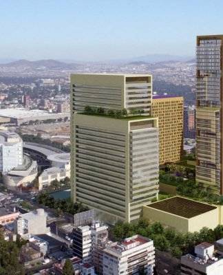 Vista Aérea Horizontal del Desarrollo Residencial Miyana : Render © Legorreta + Legorreta (L+L)