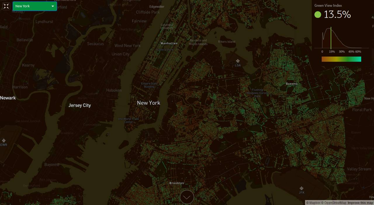 Treepedia Green View Index of the City of New York : Photo © MIT Senseable City Lab
