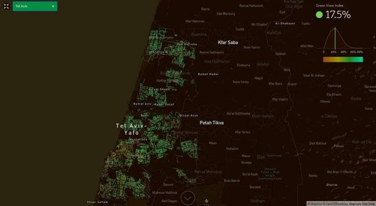 Treepedia Green View Index of the City of Tel Aviv : Photo © MIT Senseable City Lab