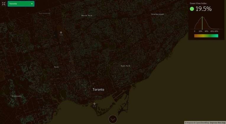Treepedia Green View Index of the City of Toronto : Photo © MIT Senseable City Lab