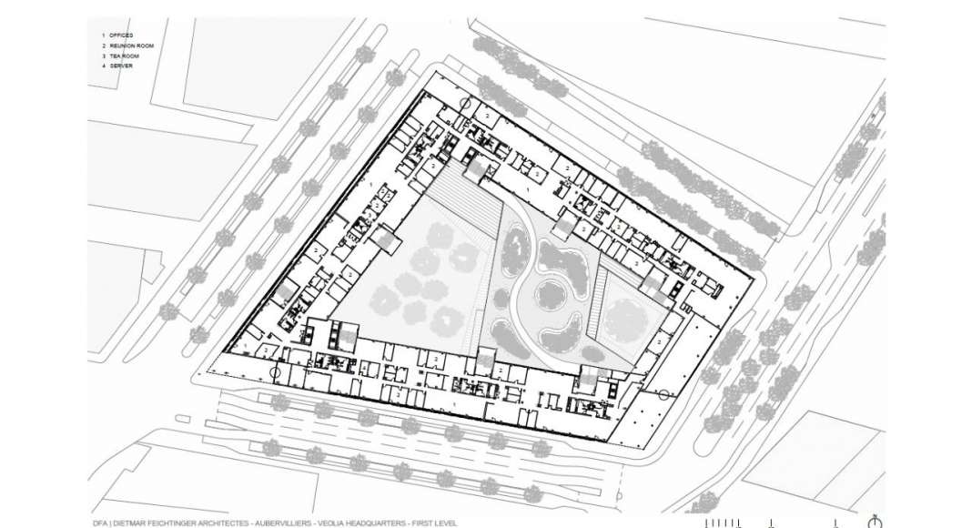 Veolia HQ Firsth Floor designed by DFA | Dietmar Feichtinger Architectes : Drawing © DFA | Dietmar Feichtinger Architectes