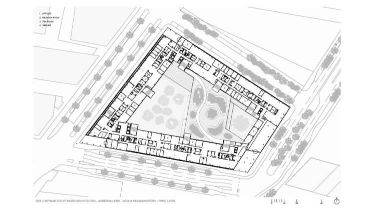 Veolia HQ Firsth Floor designed by DFA | Dietmar Feichtinger Architectes : Drawing © DFA | Dietmar Feichtinger Architectes