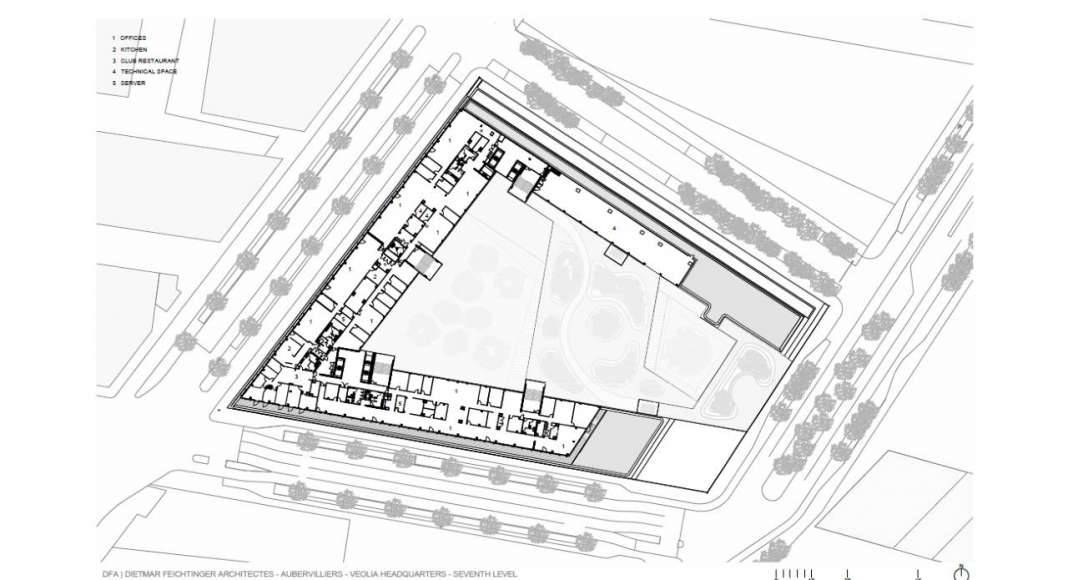 Veolia HQ Seventh Floor designed by DFA | Dietmar Feichtinger Architectes : Drawing © DFA | Dietmar Feichtinger Architectes