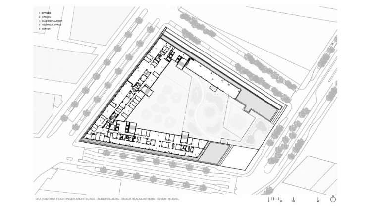 Veolia HQ Seventh Floor designed by DFA | Dietmar Feichtinger Architectes : Drawing © DFA | Dietmar Feichtinger Architectes