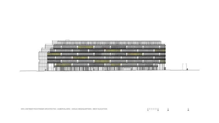 Veolia HQ West Facade designed by DFA | Dietmar Feichtinger Architectes : Drawing © DFA | Dietmar Feichtinger Architectes