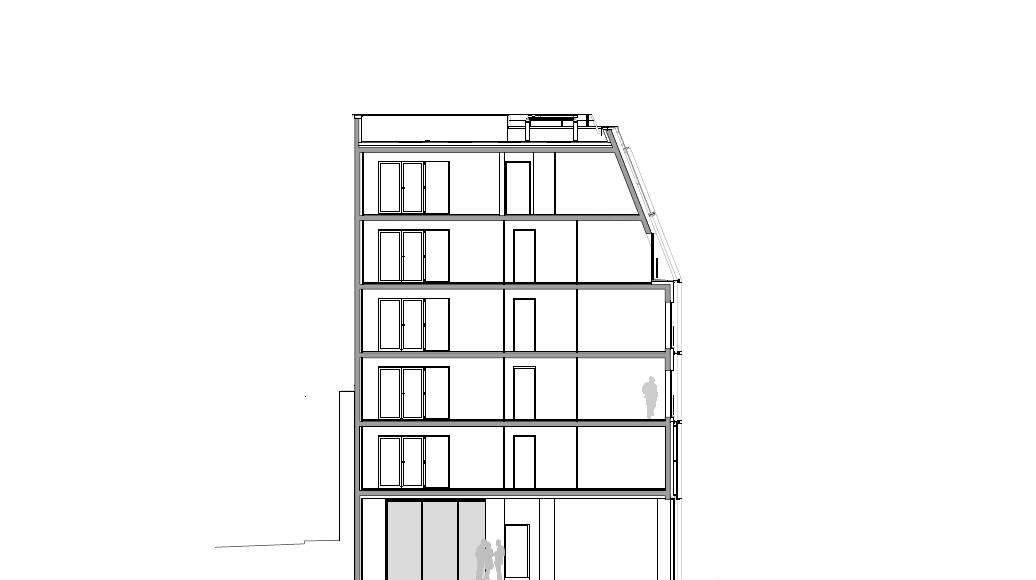 Corte C - C' 1:100 del Desarrollo de 10 Viviendas en Castagnary diseñado por DFA : Drawing © Dietmar Feichtinger Architectes