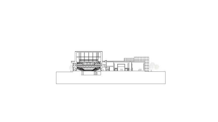 Corte 1:500 del Vendsyssel Theatre diseñado por Schmidt Hammer Lassen Architects : Drawing © Schmidt Hammer Lassen Architects