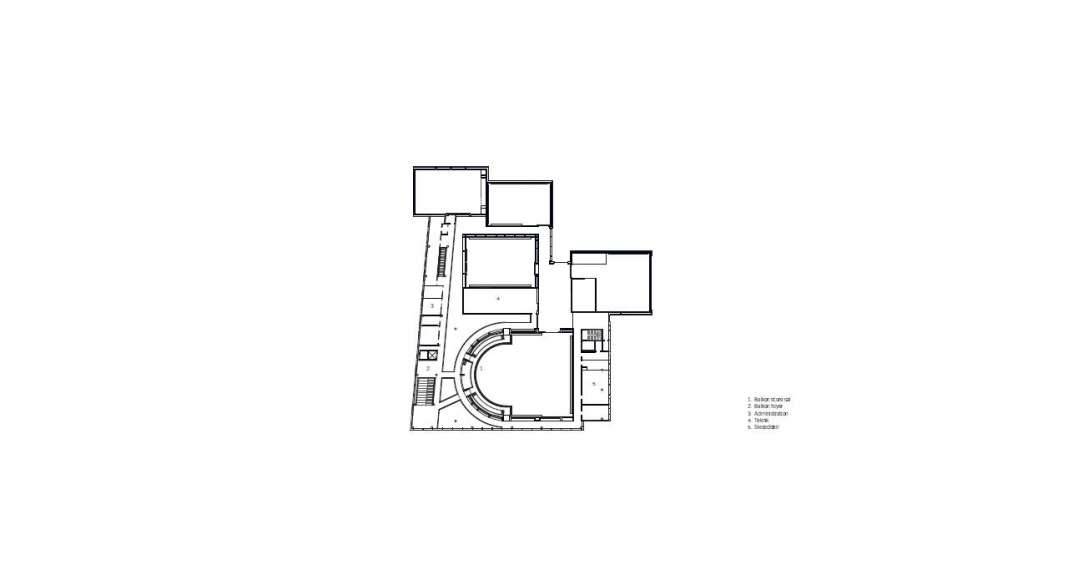 Planta Primer Nivel del Vendsyssel Theatre diseñado por Schmidt Hammer Lassen Architects : Drawing © Schmidt Hammer Lassen Architects