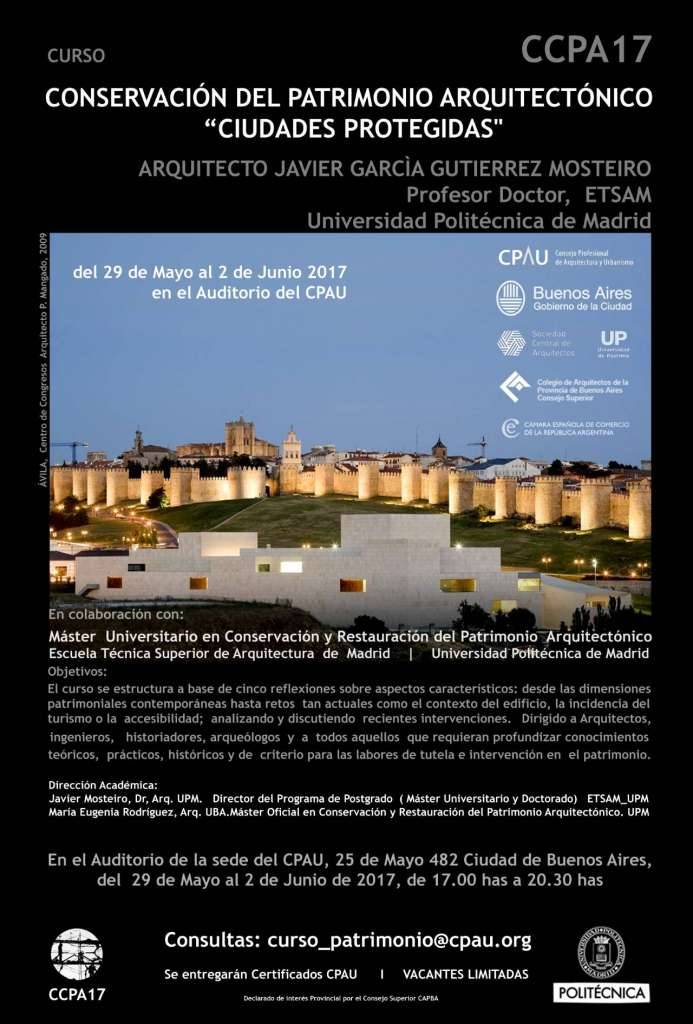 Conservación del Patrimonio Arquitectónico, "Ciudades Protegidas" : Poster © CPAU / CCPA17