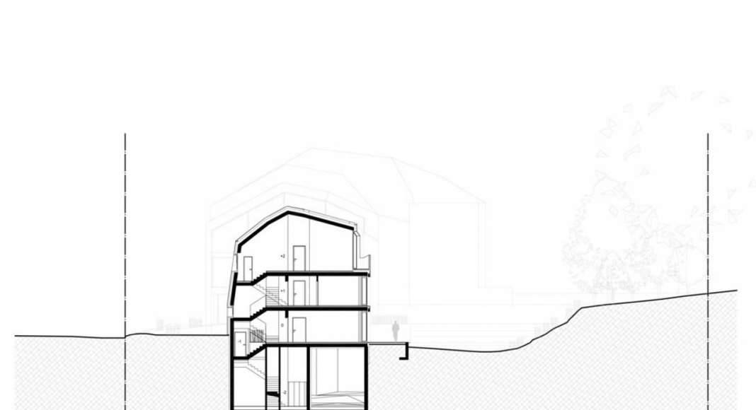 Section 2 - 2' residential building with 15 units Dommeldange, Luxembourg : Photo credit © Metaform Architects