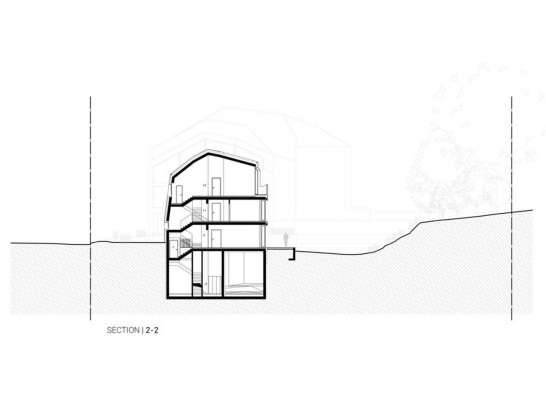 Section 2 - 2' residential building with 15 units Dommeldange, Luxembourg : Photo credit © Metaform Architects