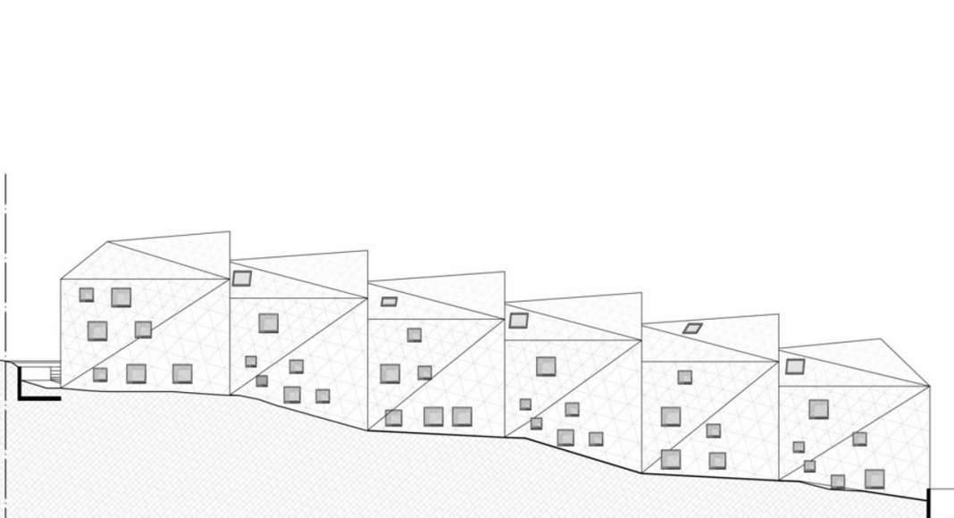 Elevation west residential building with 15 units Dommeldange, Luxembourg : Photo credit © Metaform Architects