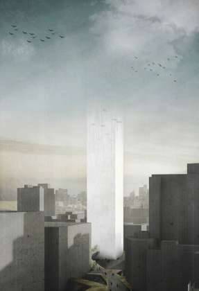In Two Minds: Magnetic Cemetery - honorable mention eVolo Skyscraper Competition 2017 : Photo credit © Marine Joli, Judith Haggiag