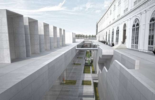 Lima Art Museum New Contemporary Art Wing View Looking towards Sunken Plaza : Photo credit © Efficiency Lab for Architecture PLLC