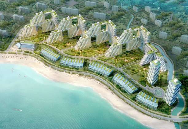 Golden Dream Bay, Aerial view : Photo credit image courtesy of © Safdie Architects
