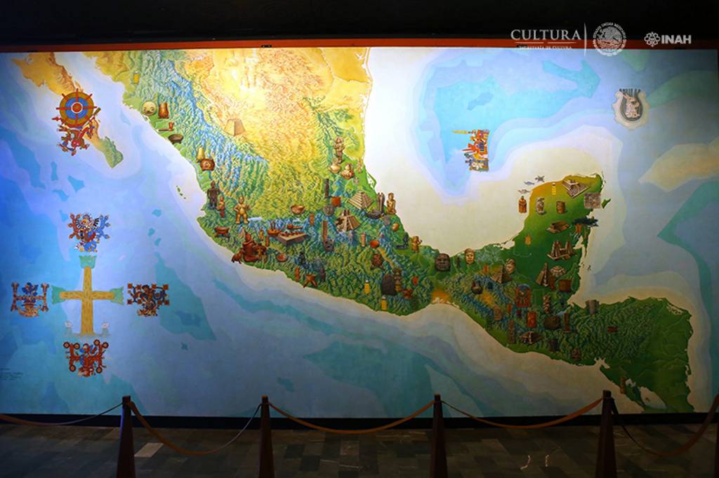 Mural Mapa de Mesoamérica de Vázquez y Covarrubias, sala Teotihuacan, Museo Nacional de Antropología : Foto © INAH