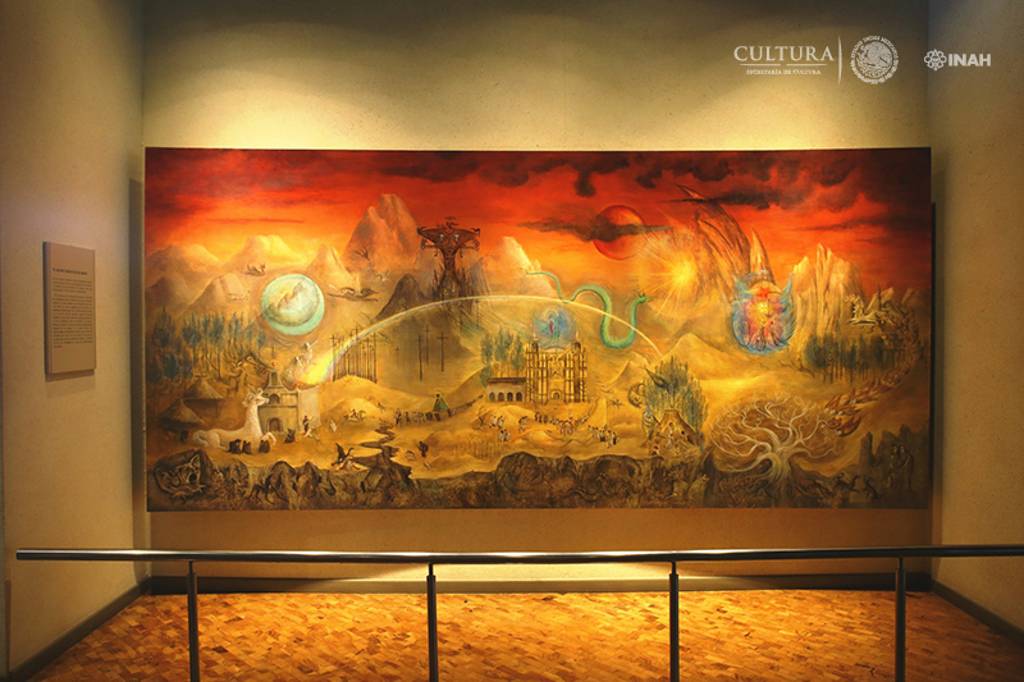 Mural El mundo mágico de los Mayas , de Leonora Carrington, sala maya etnografía 2do piso : Foto © INAH