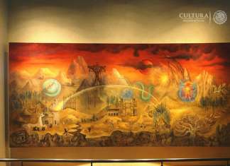 Mural El mundo mágico de los Mayas , de Leonora Carrington, sala maya etnografía 2do piso : Foto © INAH