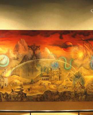 Restauran murales emblemáticos del Museo Nacional de Antropología Mural El mundo mágico de los Mayas , de Leonora Carrington, sala maya etnografía 2do piso : Foto © INAH