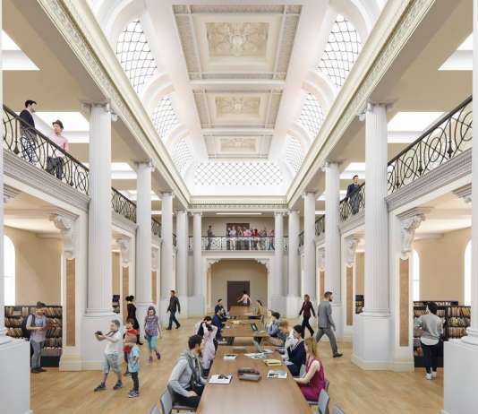 Presentan diseño para la Biblioteca Estatal de Victoria para la Visión 2020 en Melbourne, Australia State Library Victoria Queens Hall Day Vision 2020 : Render © Schmidt Hammer Lassen Architects