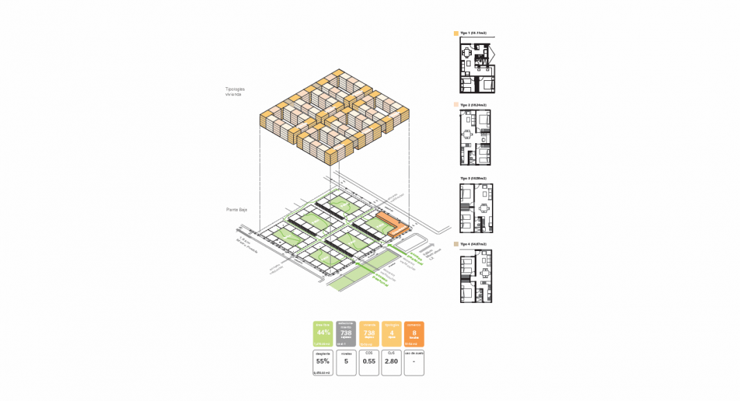 Proyecto de Vivienda Urbana IntegrARA Iztacalco diseñado por a | 911 : Gráfico © a | 911