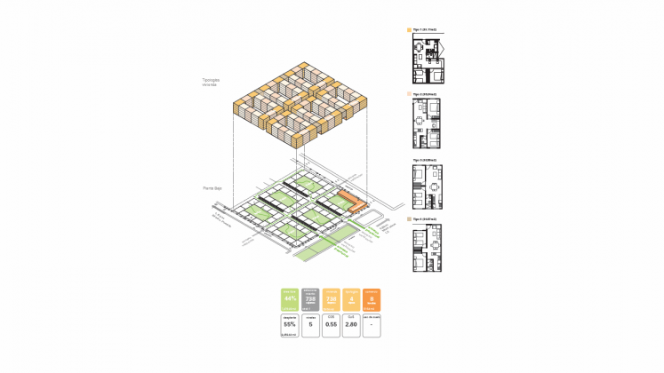 Proyecto de Vivienda Urbana IntegrARA Iztacalco diseñado por a | 911 : Gráfico © a | 911