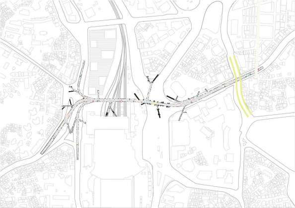 Seoullo 7017 Skygarden Section Map - Over to the structure : Image ©MVRDV