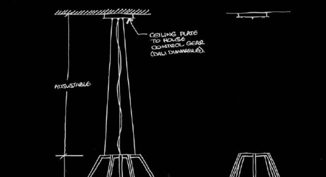 Corrs Chambers Westgarth Details Sketch - Dining Room Feature Pendant : Photo credit © Electrolight