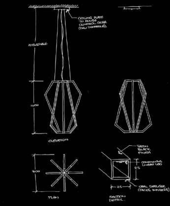 Corrs Chambers Westgarth Details Sketch - Dining Room Feature Pendant : Photo credit © Electrolight