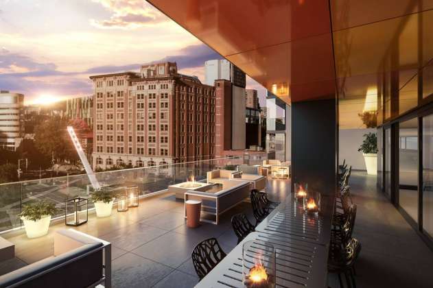 Terraza del Desarrollo Laurent & Clark en Montreal, Canadá : Photo © Menkès Shooner Dagenais LeTourneux Architectes